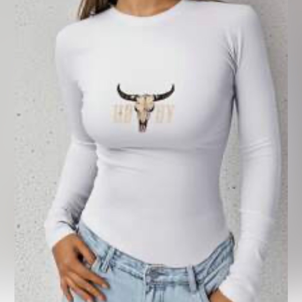White Long Sleeve Top with Howdy Bull
